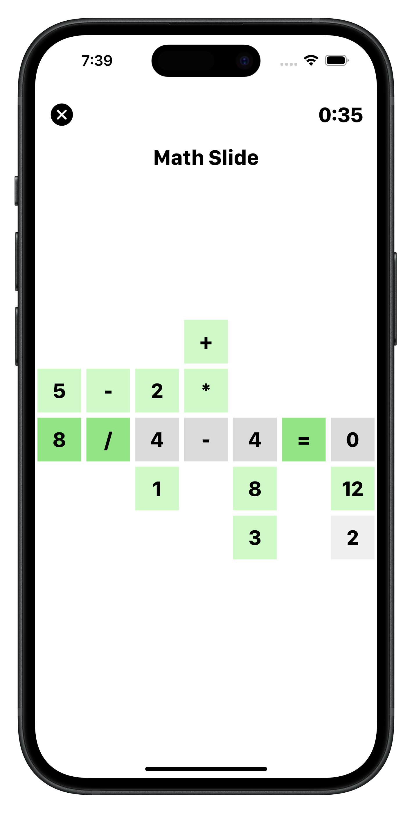 Math Slide daily math equation puzzle screenshot