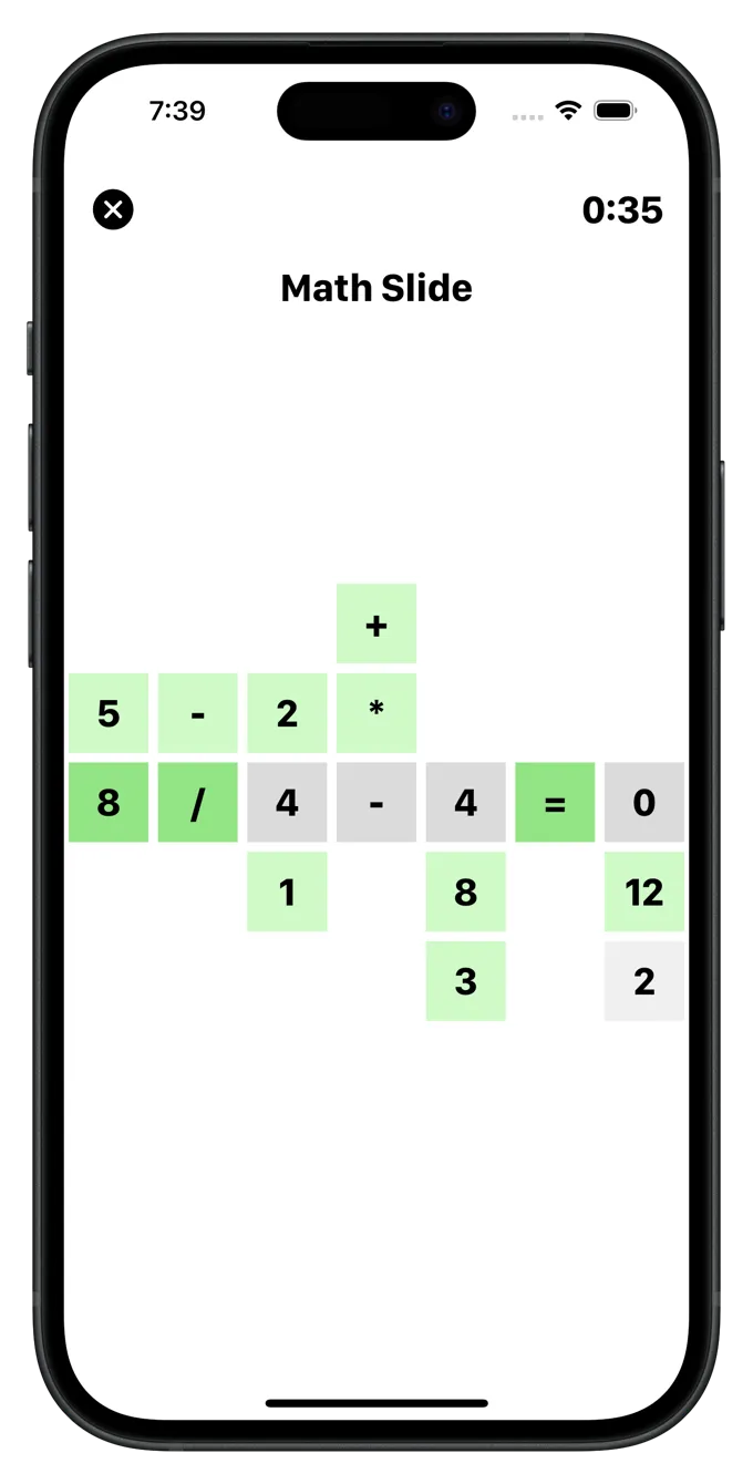 Math Slide daily math equation puzzle screenshot