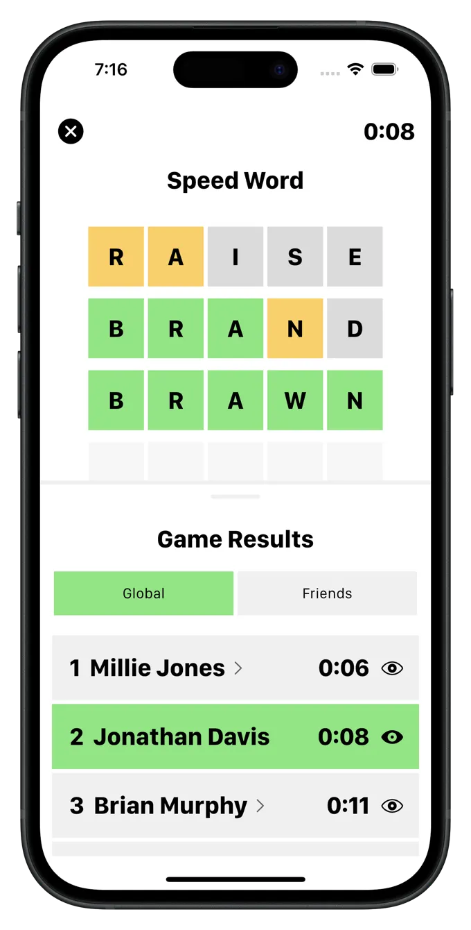 Speed Word daily word guessing game screenshot